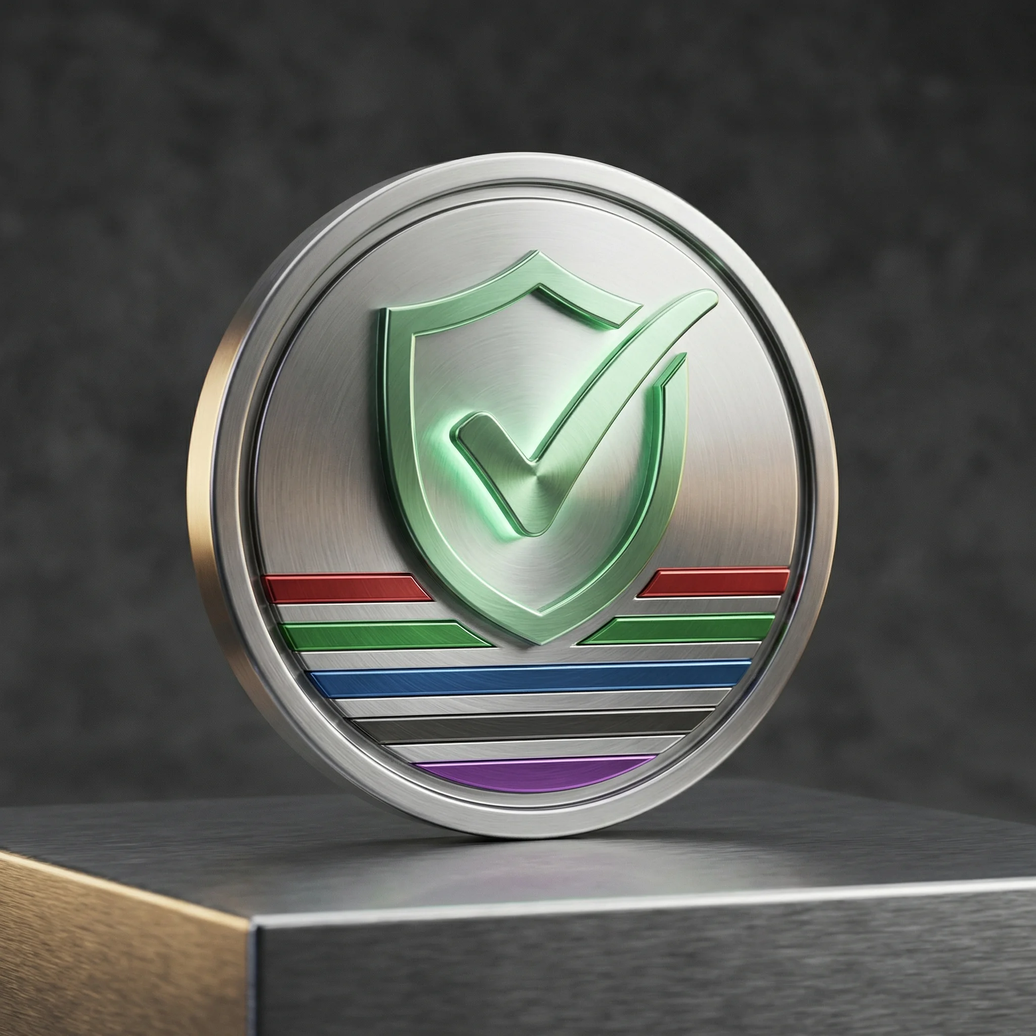 FSC Verified badge — verification shield with five ISO standard colour stripes