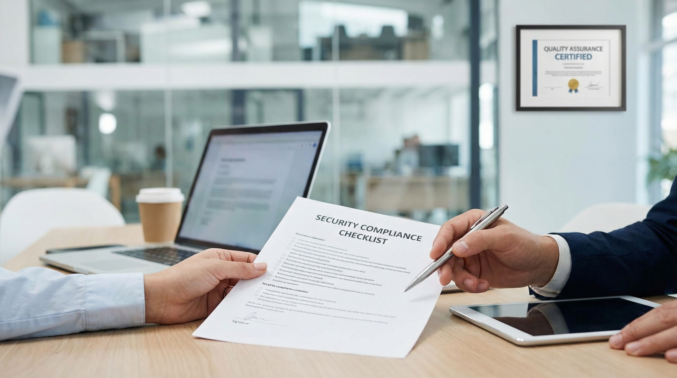 Professional reviewing compliance standards documentation